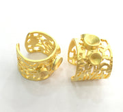 Ring Blank Bezel Settings Cabochon Base Mountings  (4mm and 5mm Blank) ,Adjustable  Gold Plated Brass G3361