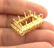 Gold Plated Brass Pendant Blank Setting Mountings ,  Blanks  32x22 mm (16x12 mm blank) G3363