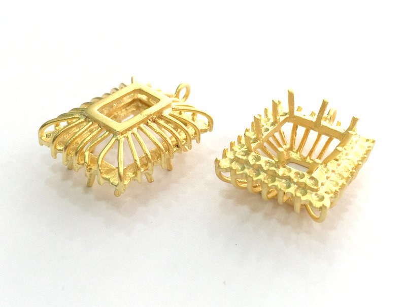 Gold Plated Brass Pendant Blank Setting Mountings ,  Blanks  32x22 mm (16x12 mm blank) G3363