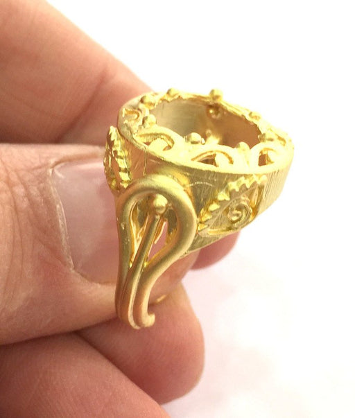 Adjustable Ring Blank (18mm Blank), Gold Plated Brass G3365