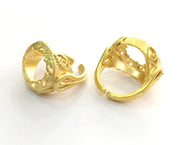 Adjustable Ring Blank (18mm Blank), Gold Plated Brass G3365
