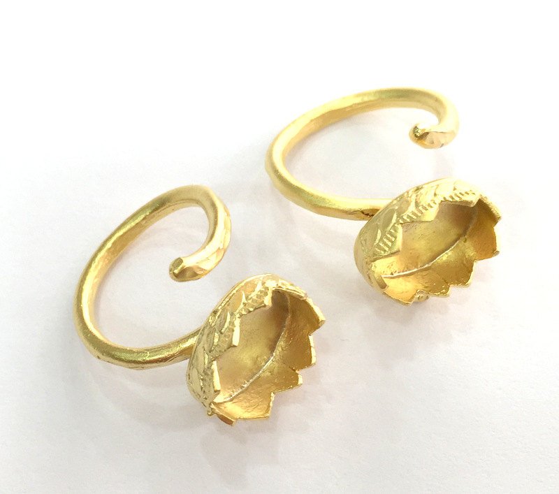 Adjustable Ring Blank (18x13mm Blank) , Gold Plated Brass G3366