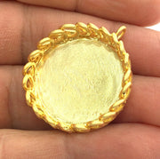 Gold Pendant Blank Bezel Gold Plated Brass Mountings (25 mm blank) , Bezel Settings,Cabochon Base , Blank G3346