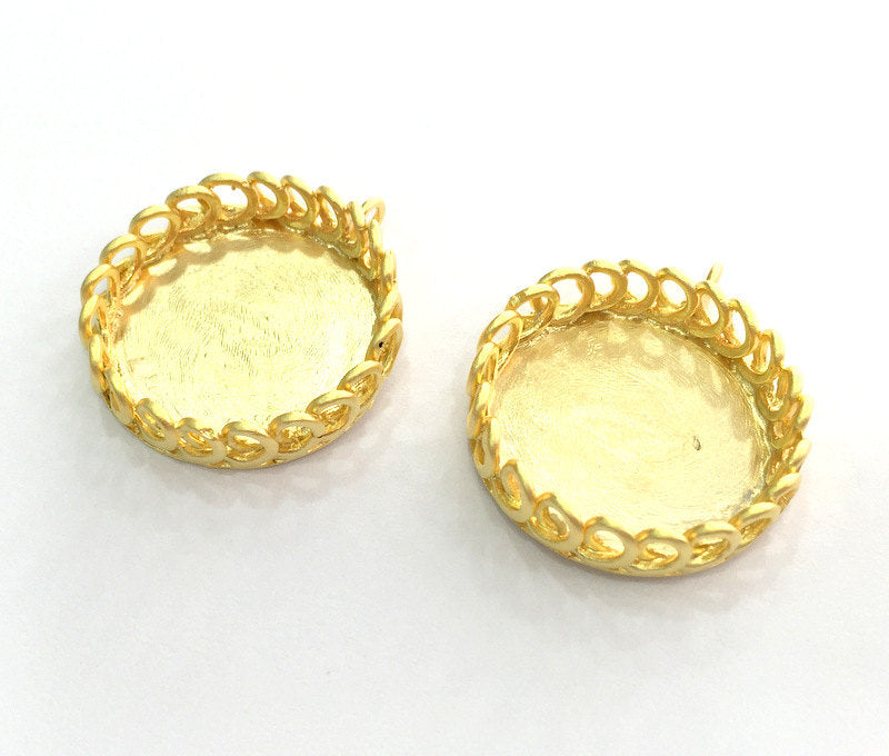 Gold Pendant Blank Bezel Gold Plated Brass Mountings (25 mm blank) , Bezel Settings,Cabochon Base , Blank G3346