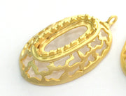 Bezel Settings Blanks Cabochon Base , Gold Plated Brass Mountings , Blank 40x25 mm (22x8 mm blank) G3348