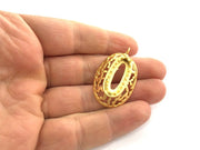 Bezel Settings Blanks Cabochon Base , Gold Plated Brass Mountings , Blank 40x25 mm (22x8 mm blank) G3348
