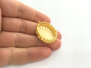 Gold Plated Brass Mountings , Bezel Settings,Cabochon Base , Blank 35x23 mm (25x18 mm blank) G5387