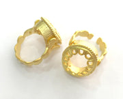 Gold Ring Settings Ring Blank Ring Bezel Base Cabochon Mountings Adjustable   (18x13 mm Blank), Gold Plated Brass G3352
