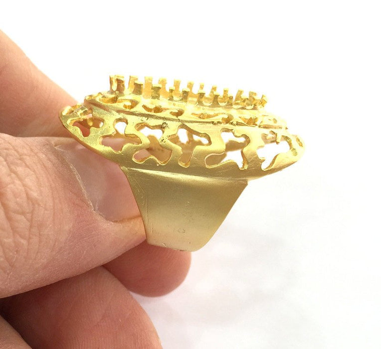Adjustable Ring Blank  (22x10mm Blank) , Gold Plated Brass G3356