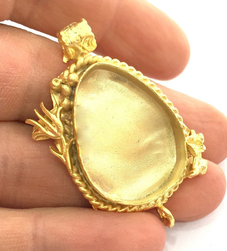 Gold Plated Brass Mountings ,  Blanks  49x30 mm (30x22 mm blank) G3357