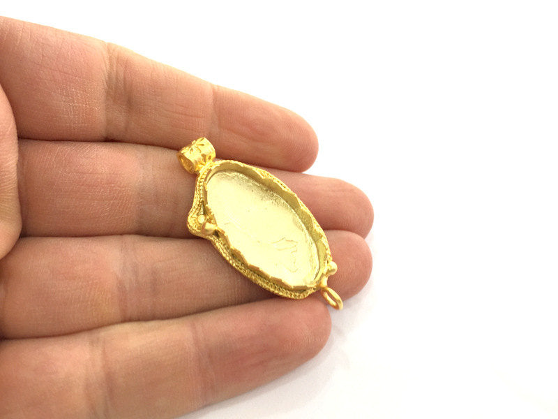 Pendant Base Blank Gold Plated Brass Mountings ,  Blanks  46x22 mm (30x15 mm blank) G3359