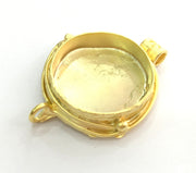 Gold Pendant Blank Base Setting Necklace Blank Mountings Gold Plated Brass 44x30 mm (25 mm blank) G3360