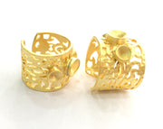 Ring Blank Bezel Settings Cabochon Base Mountings  (4mm and 5mm Blank) ,Adjustable  Gold Plated Brass G3361