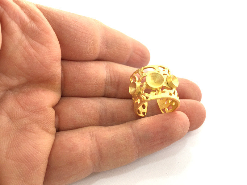 Ring Blank Bezel Settings Cabochon Base Mountings  (4mm and 5mm Blank) ,Adjustable  Gold Plated Brass G3361