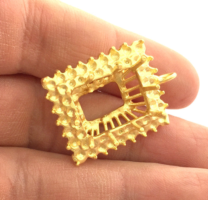Gold Plated Brass Pendant Blank Setting Mountings ,  Blanks  32x22 mm (16x12 mm blank) G3363