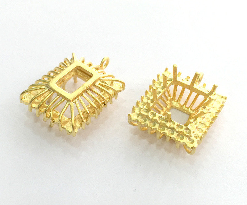 Gold Plated Brass Pendant Blank Setting Mountings ,  Blanks  32x22 mm (16x12 mm blank) G3363