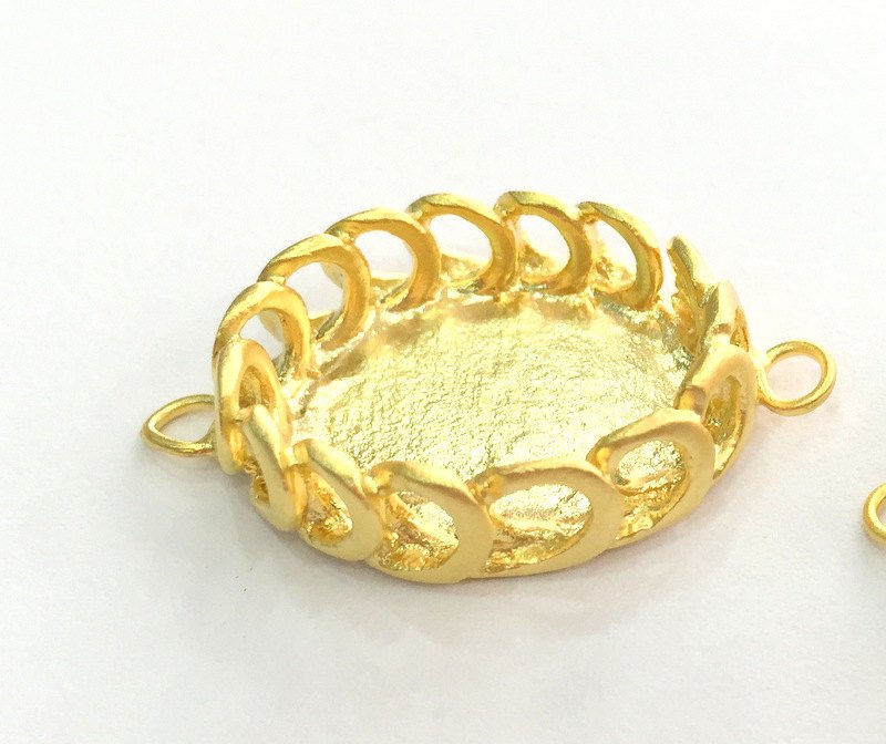 Gold Plated Brass Mountings ,  Blank 30x18 mm (18x13 mm blank) G3364