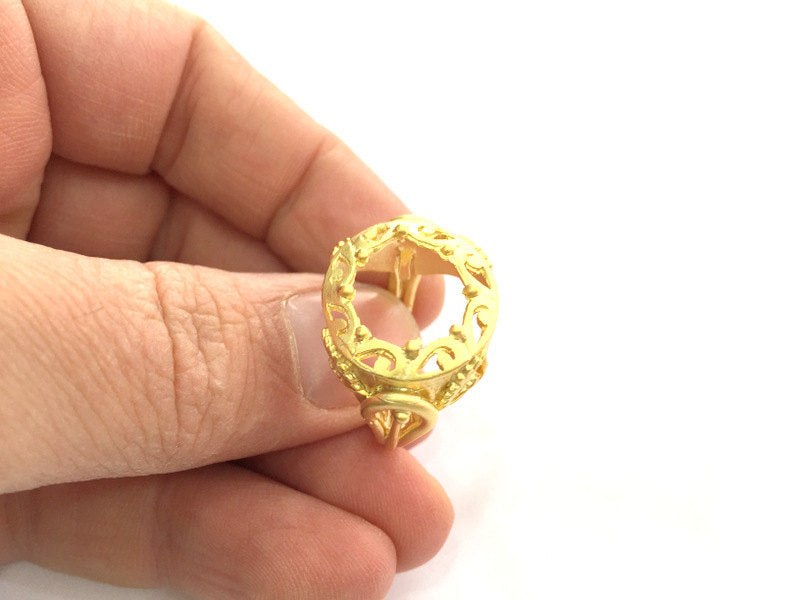 Adjustable Ring Blank (18mm Blank), Gold Plated Brass G3365