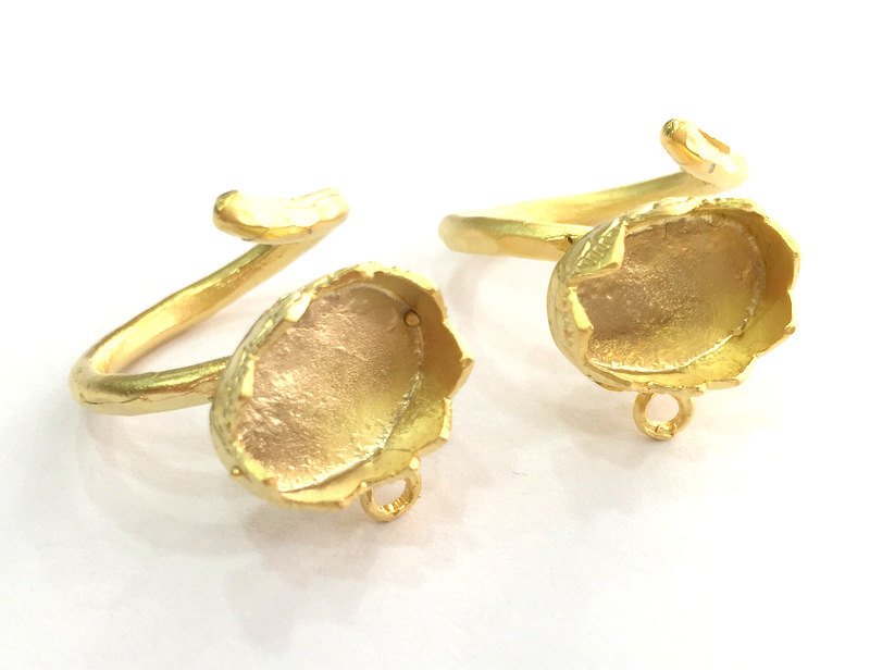 Adjustable Ring Blank (18x13mm Blank) , Gold Plated Brass G3366