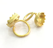 Adjustable Ring Blank (14x10mm Blank) , Gold Plated Brass G3371