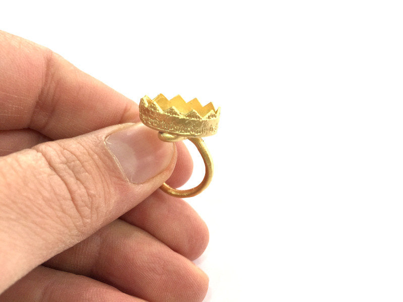 Adjustable Ring Blank (14x10mm Blank) , Gold Plated Brass G3371