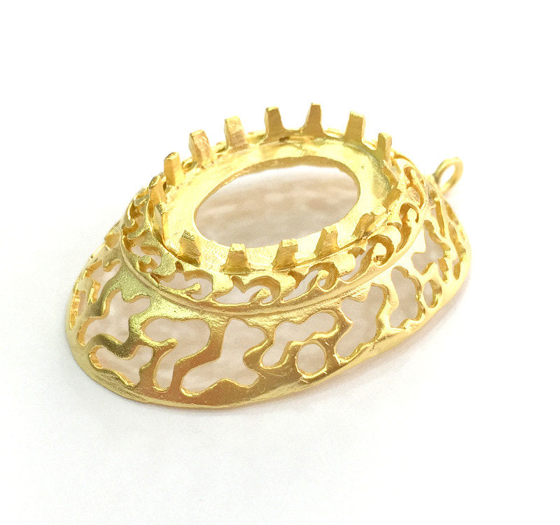 Gold Plated Brass Mountings ,  Blank 46x33mm (25x18mm blank) G3372