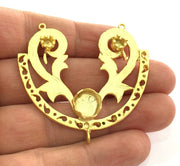 Gold Plated Brass Mountings ,  Blank 56x52mm (10mm , 4mm, 4mm blank) G3373