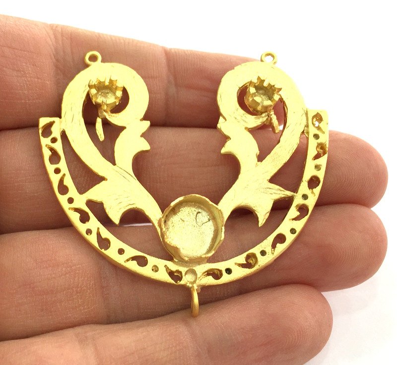 Gold Plated Brass Mountings ,  Blank 56x52mm (10mm , 4mm, 4mm blank) G3373