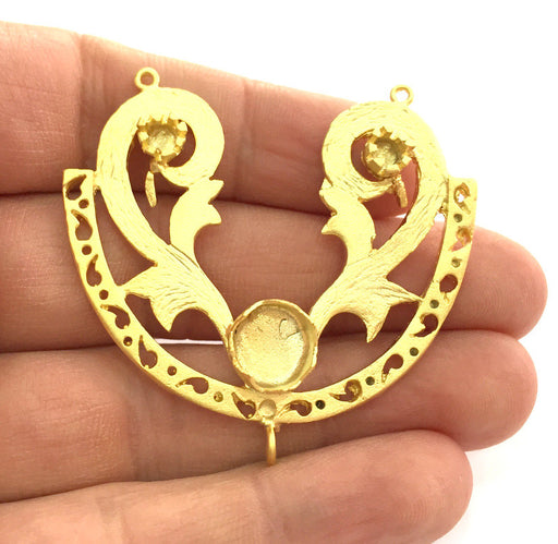 Gold Plated Brass Mountings ,  Blank 56x52mm (10mm , 4mm, 4mm blank) G3373