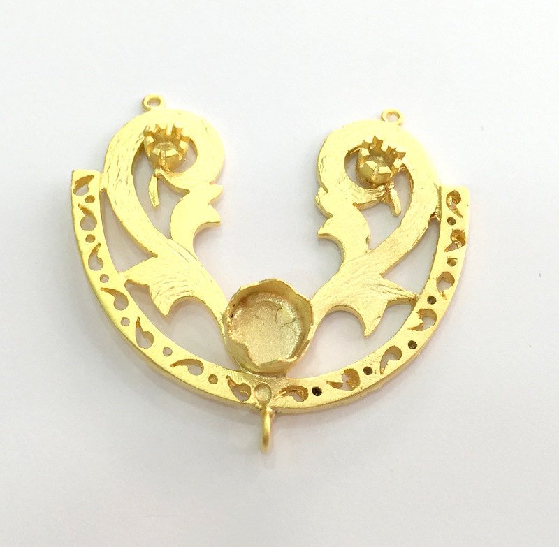 Gold Plated Brass Mountings ,  Blank 56x52mm (10mm , 4mm, 4mm blank) G3373