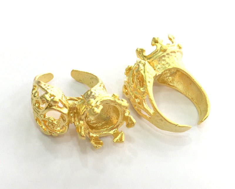 Adjustable Ring Blank (12mm Blank)  , Gold Plated Brass G3375