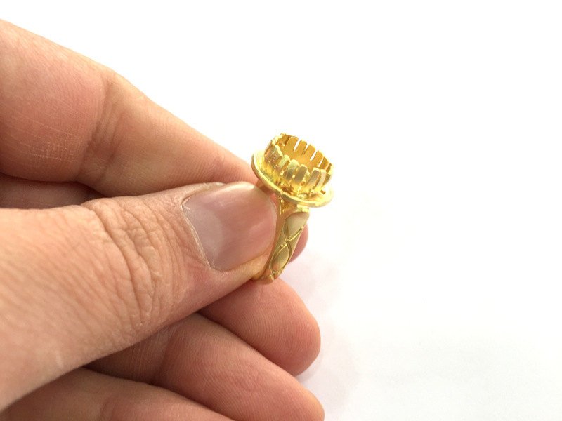 Adjustable Ring Blank (10 mm Blank)  , Gold Plated Brass G3379