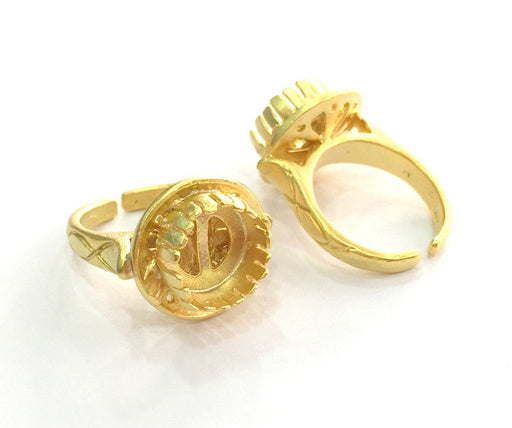 Adjustable Ring Blank (10 mm Blank)  , Gold Plated Brass G3379