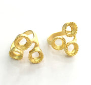 Adjustable Ring Blank  (8mm Blank)  , Gold Plated Brass G3381