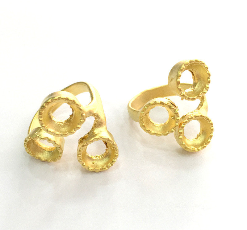 Adjustable Ring Blank  (8mm Blank)  , Gold Plated Brass G3381
