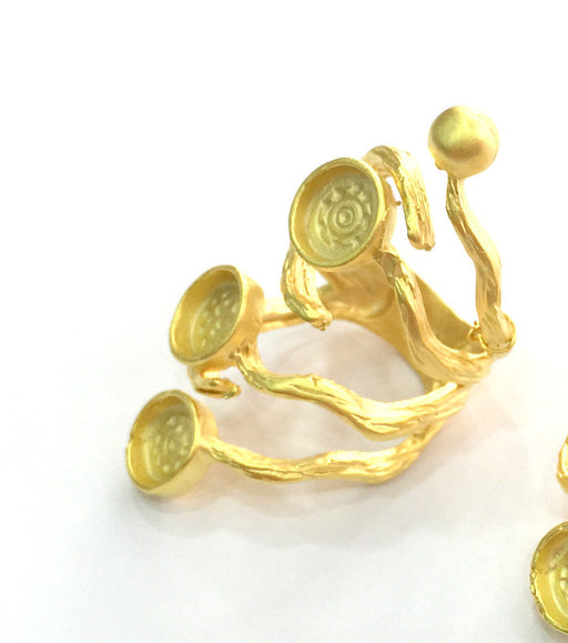Adjustable Ring Blank (8mm Blank) , Gold Plated Brass G3383