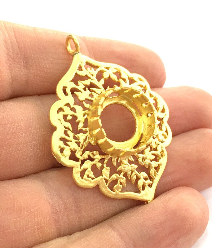 Gold Plated Brass Mountings ,  Blank 45x34mm (14mm blank) G3385