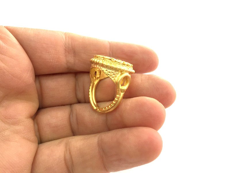 Ring Blank Base Bezel Setting Adjustable Ring Blank, Gold Plated Brass G3386