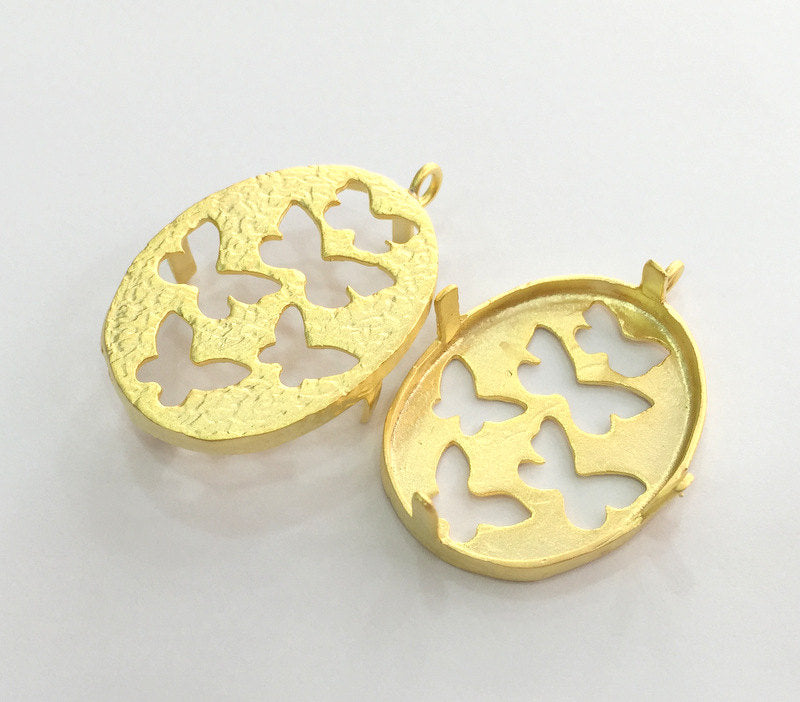 Gold Plated Brass Mountings ,  Blank 35x28mm (33x26 mm blank) G3368