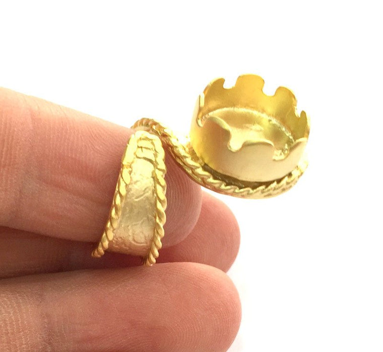Adjustable Ring Blank  (14mm Blank) , Gold Plated Brass G3370