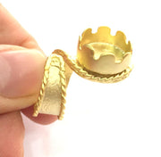 Adjustable Ring Blank  (14mm Blank) , Gold Plated Brass G3370