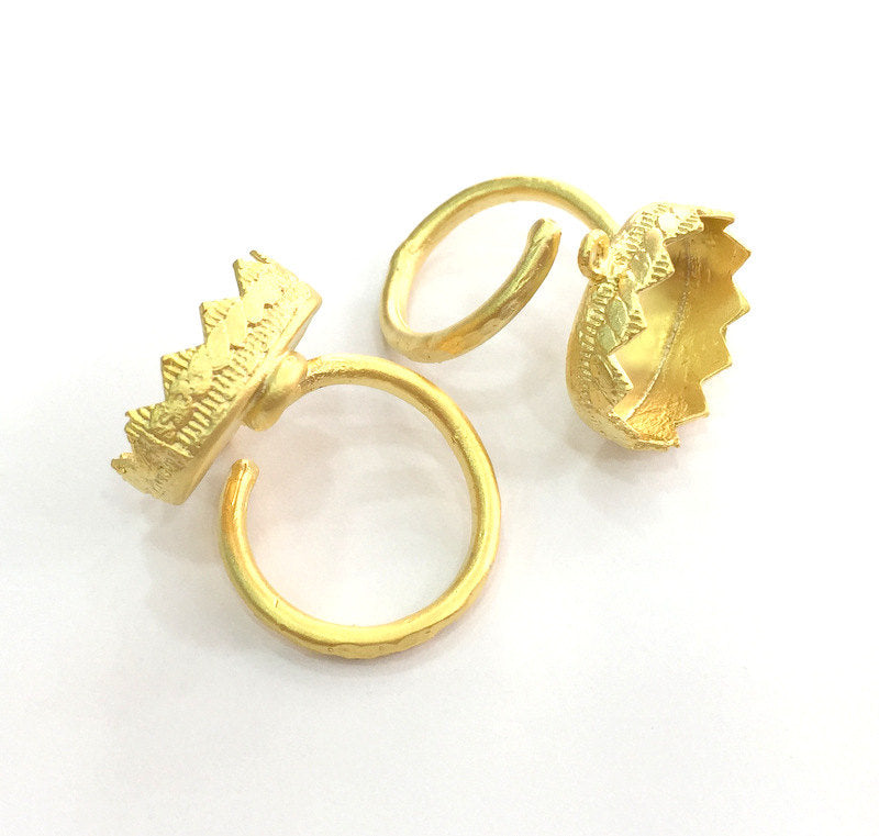 Adjustable Ring Blank (14x10mm Blank) , Gold Plated Brass G3371