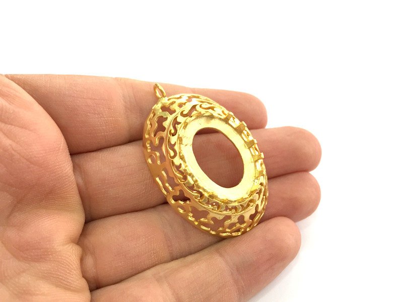 Gold Plated Brass Mountings ,  Blank 46x33mm (25x18mm blank) G3372