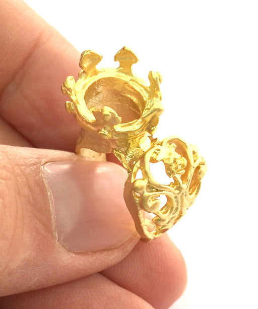 Adjustable Ring Blank (12mm Blank)  , Gold Plated Brass G3375
