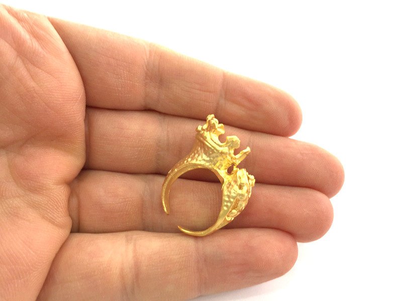 Adjustable Ring Blank (12mm Blank)  , Gold Plated Brass G3375