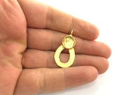 2 Pcs Gold Plated Brass Mountings ,  Blank 33x18mm (10mm blank) G3378