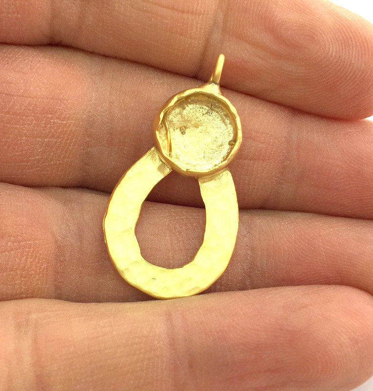 2 Pcs Gold Plated Brass Mountings ,  Blank 33x18mm (10mm blank) G3378