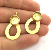 2 Pcs Gold Plated Brass Mountings ,  Blank 33x18mm (10mm blank) G3378