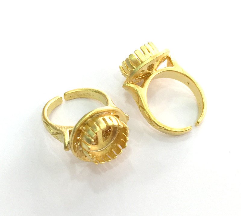 Adjustable Ring Blank (10 mm Blank)  , Gold Plated Brass G3379