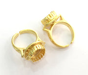 Adjustable Ring Blank (10 mm Blank)  , Gold Plated Brass G3379